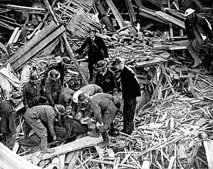 救助,工人,一个,男人,爆炸,损坏,建筑,二战,艺术家,未知