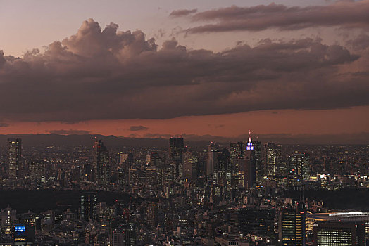 日本东京市区夜景俯瞰