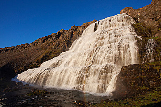 瀑布,西部,峡湾,冰岛,欧洲