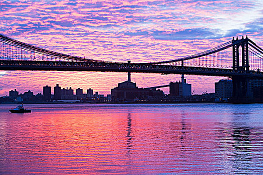 曼哈顿大桥,黄昏,纽约,美国