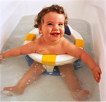肖像,婴儿,浴缸