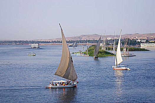 尼罗河,帆船,运输,埃及