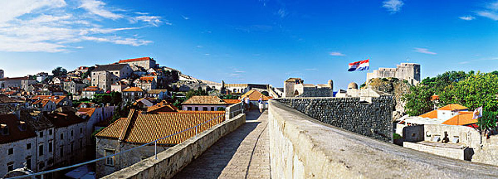 城墙,杜布罗夫尼克,达尔马提亚,克罗地亚,欧洲