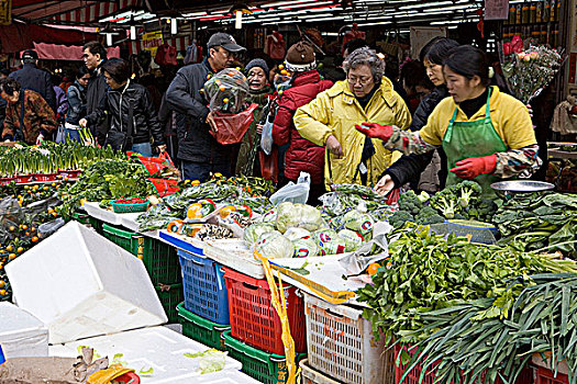 新鲜,蔬菜,货摊,采石场,湾,市场,香港