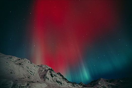 红色,极光,上方,托奇那山地区,阿拉斯加