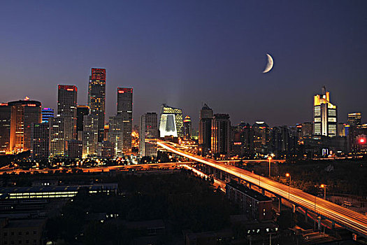 北京cbd中央商务区月夜