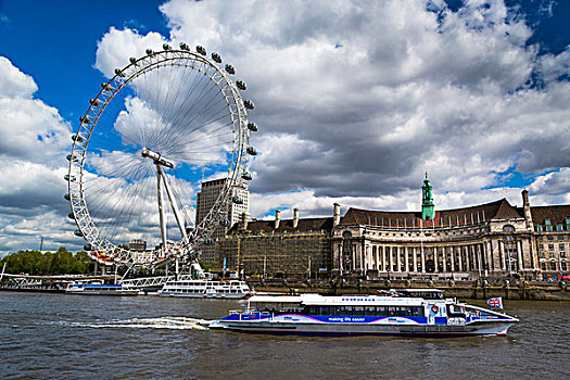 河,巴士,泰晤士河,伦敦眼,伦敦,英格兰,英国