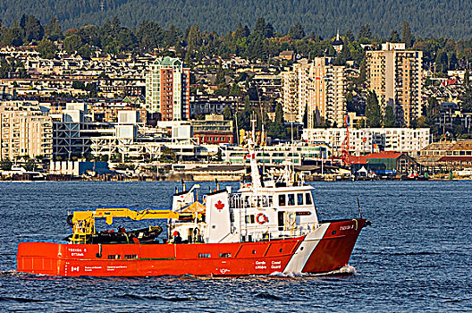 海岸警卫队,船,驾车,正面,北岸,温哥华,不列颠哥伦比亚省,加拿大