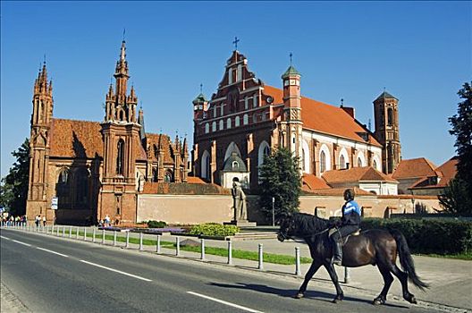 立陶宛,维尔纽斯,骑马,过去,哥特式,建筑,15世纪,粘土,砖,局部,世界遗产