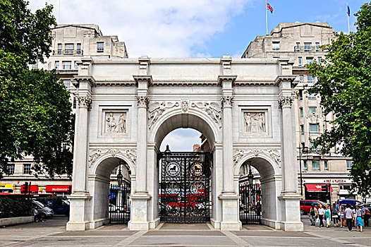 大理石拱门,纪念建筑,白色,卡拉拉,大理石,海德,公园,伦敦,英格兰,英国,欧洲