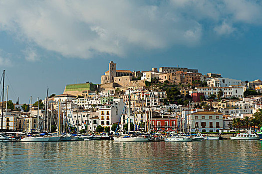 西班牙,看,港口,伊比萨岛,城镇