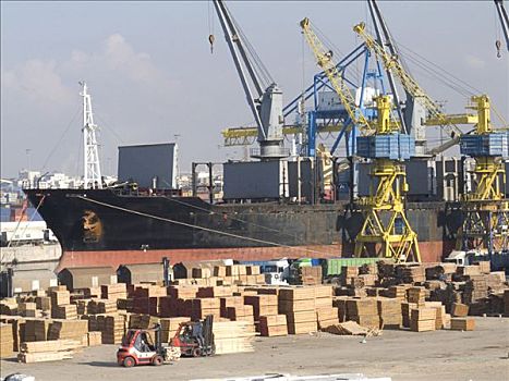 集装箱船,商业码头,卡萨布兰卡,摩洛哥