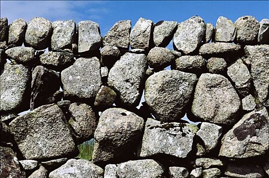 干燥,石墙,莫尔岛,苏格兰,英国
