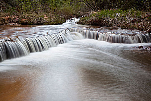 瀑布,北方,溪流,锡安国家公园,犹他,美国