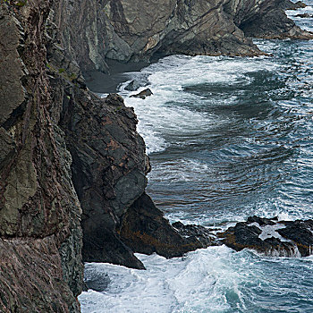 岩石构造,海岸,小路,纽芬兰,拉布拉多犬,加拿大