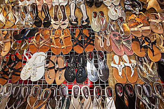 柬埔寨,收获,老,市场,展示,鞋