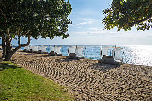 海滩,床,排列,努沙杜瓦,巴厘岛,印度尼西亚