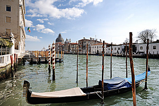 小船,大运河,圣马利亚,行礼,邸宅,宫殿,威尼斯,威尼托,意大利,欧洲