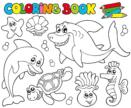 上色画册,海洋动物