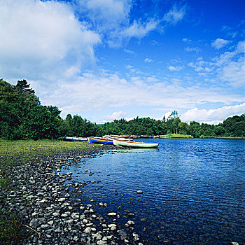 渔船,湖,康纳玛拉,戈尔韦郡,爱尔兰
