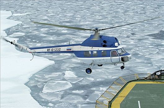 直升飞机,降落,甲板,俄罗斯,破冰船,南极