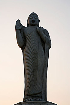 仰视,佛像,海得拉巴,安得拉邦,印度