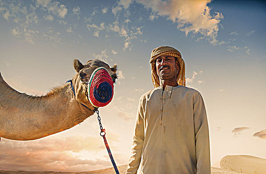 头像,骆驼,贝多因人,沙漠,迪拜,阿联酋