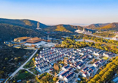 航拍江苏省无锡市滨湖区灵山大佛景区