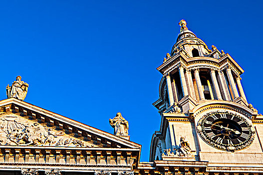 英格兰,伦敦,钟楼,上面,柱廊,西部,尾端,圣保罗大教堂,设计,17世纪