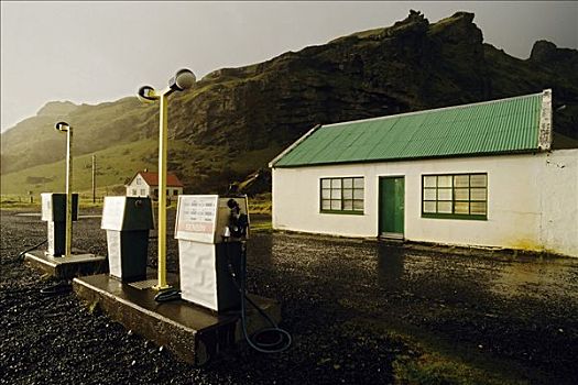 孤单,加油站,环路,靠近,风暴,冰岛,欧洲