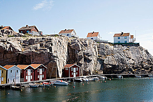 捕鱼,小屋,房子,海洋,布胡斯,瑞典