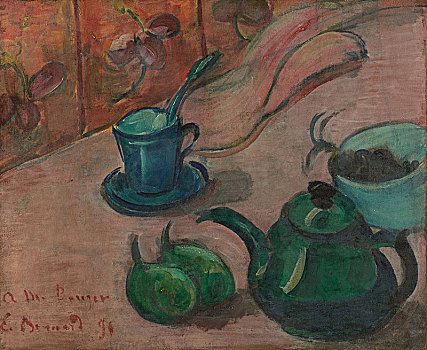 静物,茶壶,杯子,水果,艺术家