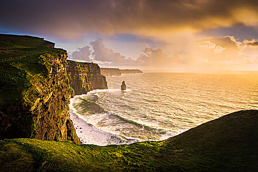 莫赫悬崖,日落,杜林,爱尔兰