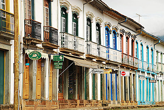 巴西,米纳斯吉拉斯州,街道,彩色,殖民地,住宅,建筑