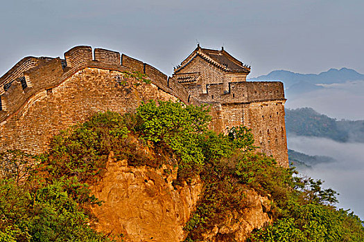 长城,雾状,早晨,金山岭