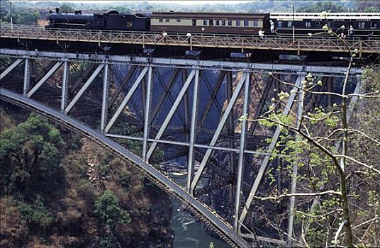 蒸汽机车,维多利亚瀑布,吊桥