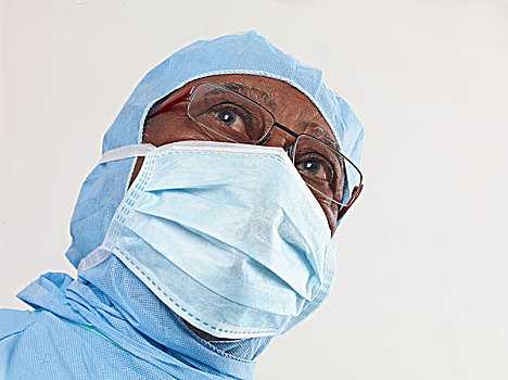 外科,戴着,防护面具