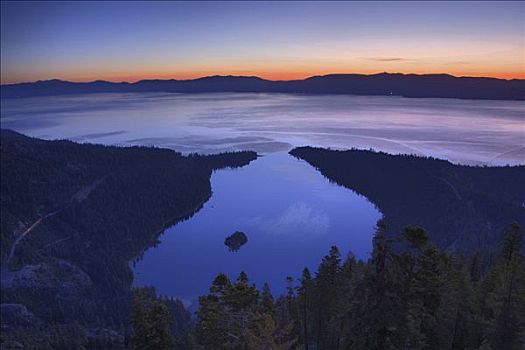 俯拍,湖,翡翠湾,太浩湖,加利福尼亚,美国