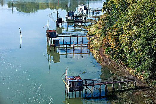 钓鱼,小屋,河,布列塔尼半岛,法国