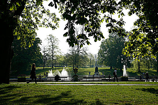 喷泉,意大利,花园,肯辛顿花园,伦敦,英国