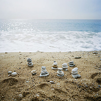 石头,雕塑,海滩