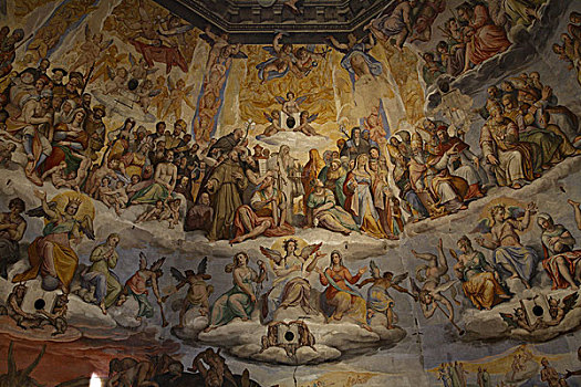 意大利,托斯卡纳,佛罗伦萨,中央教堂,大教堂,室内,圆顶,壁画
