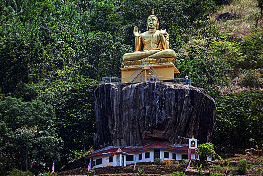 佛像,坐佛,岩石上,石头,庙宇,中央省,斯里兰卡,亚洲