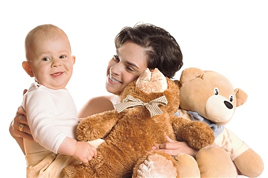 婴儿,母亲,泰迪熊