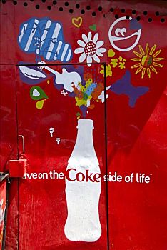 彩色,涂绘,可乐,可口可乐,广告,肯尼亚