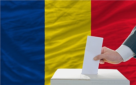 男人,投票,选举,罗马尼亚,正面,旗帜