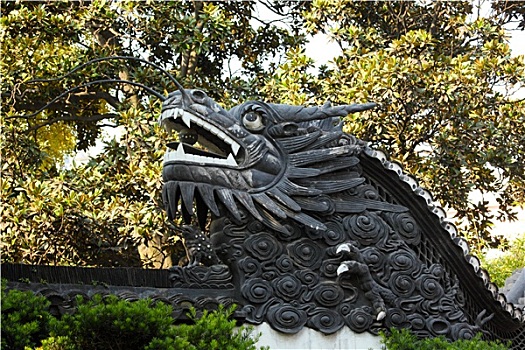 传统,狮子,雕塑,豫园,上海,中国
