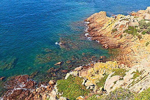 美景,岩石海岸,峡岛