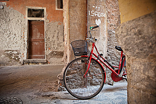自行车,混凝土墙,利古里亚,意大利