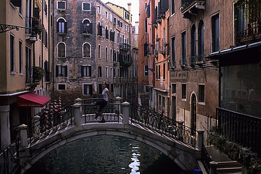 意大利,威尼斯,运河,场景,桥